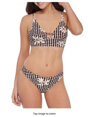 Steve Madden Black & Cream Floral Check Midkini Bikini NWT NIB - this is a set